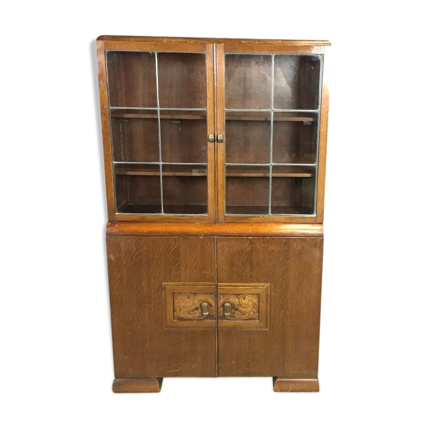 Glass art deco oak buffet