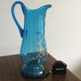 Blue glass pitcher
