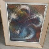 Tableau sur une toile peinture a l'huile 1963