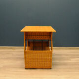 Rattan table with drawer and magazine holder