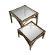 2 coffee tables, rattan sofa tips and smoked glass