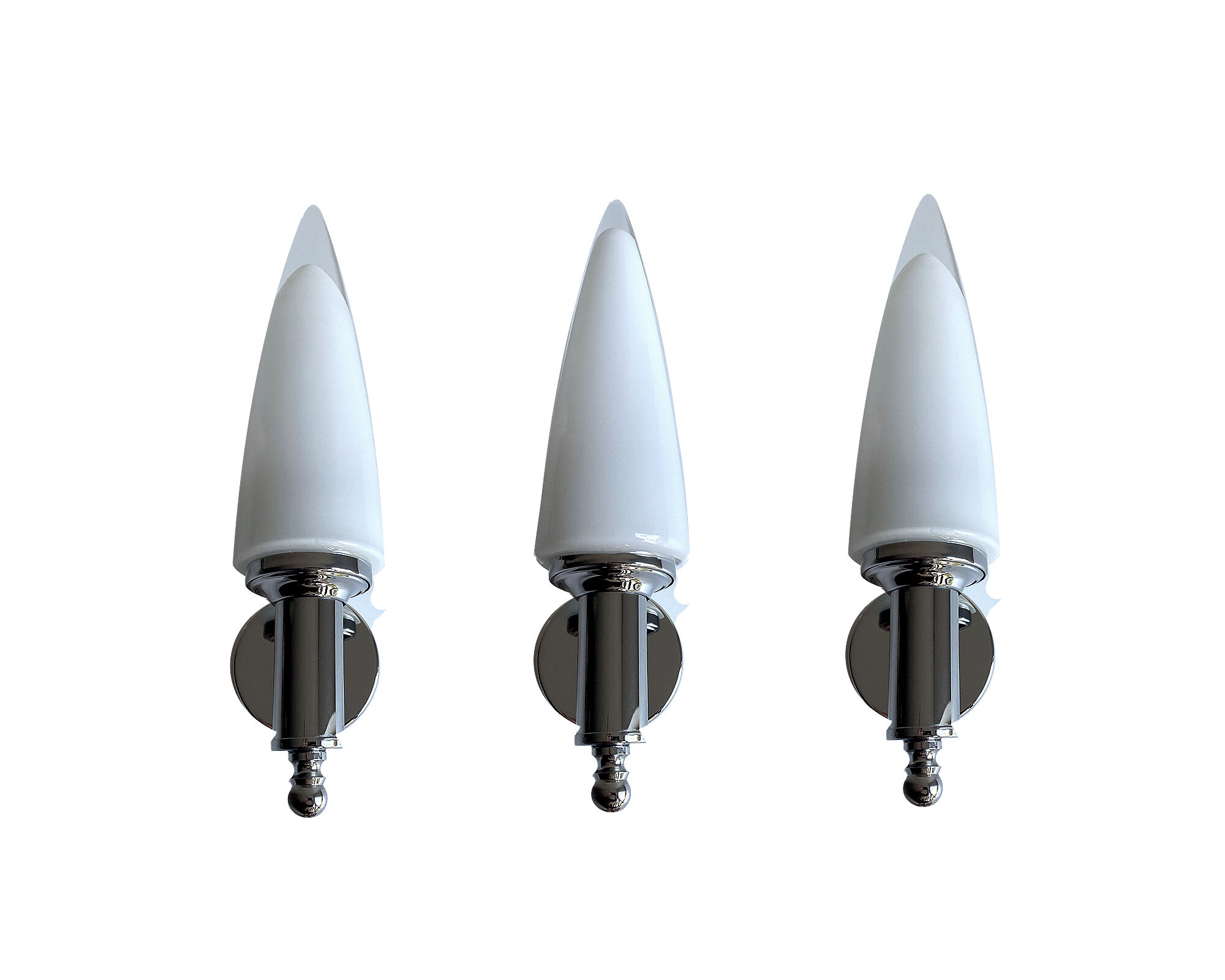 3 vintage chrome and Murano glass wall lamps, 70s