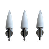 3 vintage chrome and Murano glass wall lamps, 70s