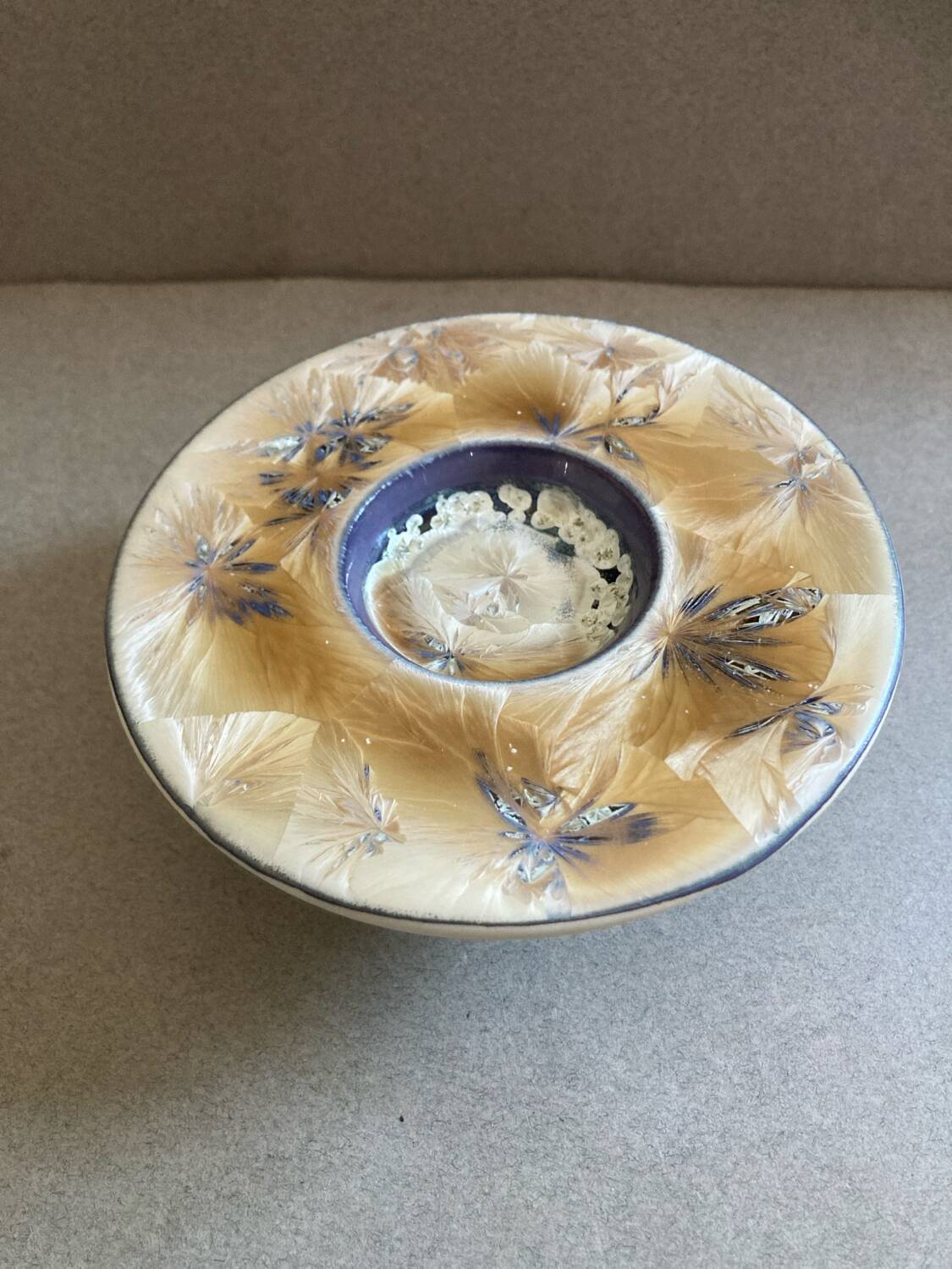Ceramic candle holder in crystalline glaze