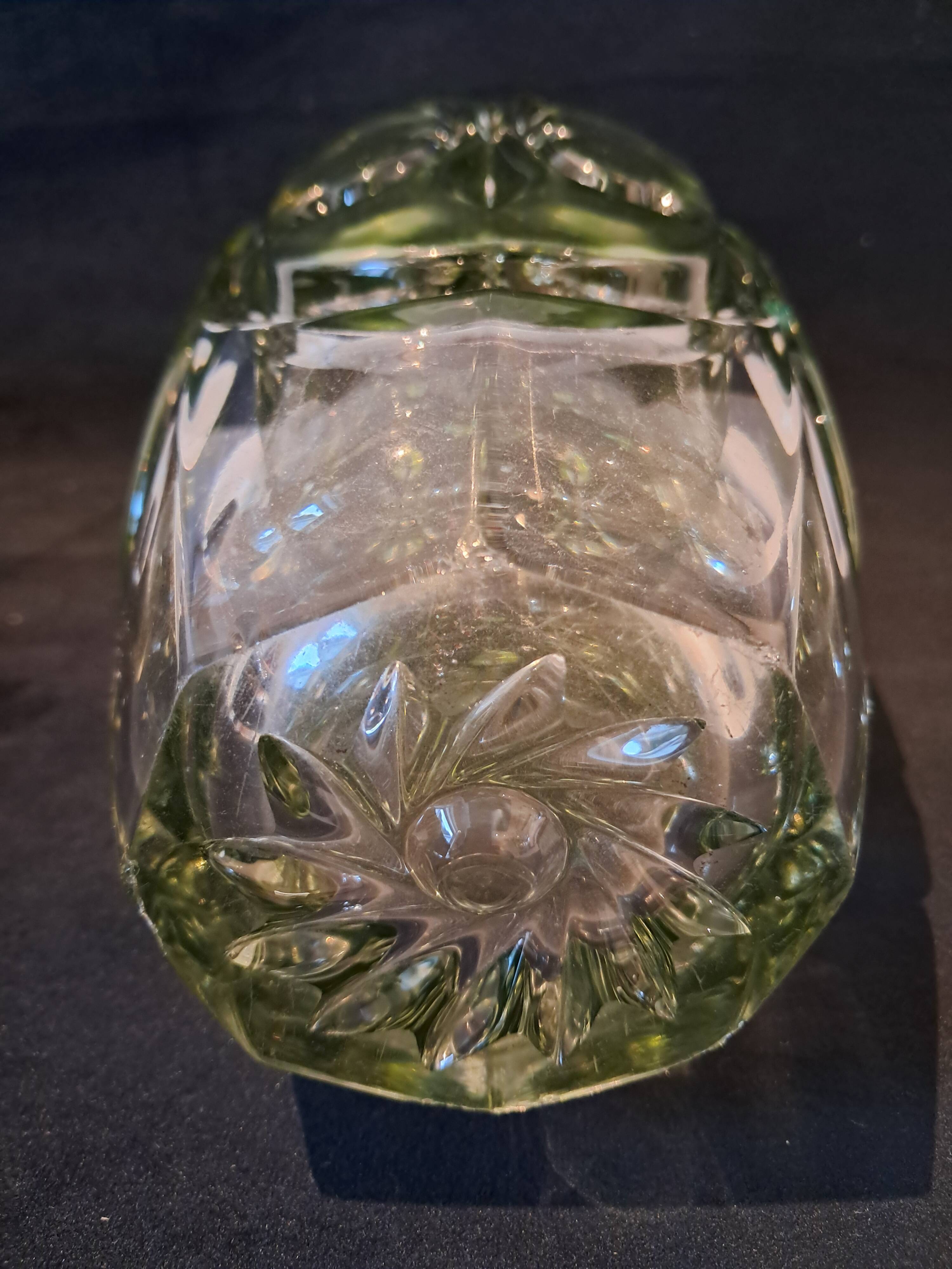 Large glass vase in Czech, lily flower model by Rudolfova Hut.