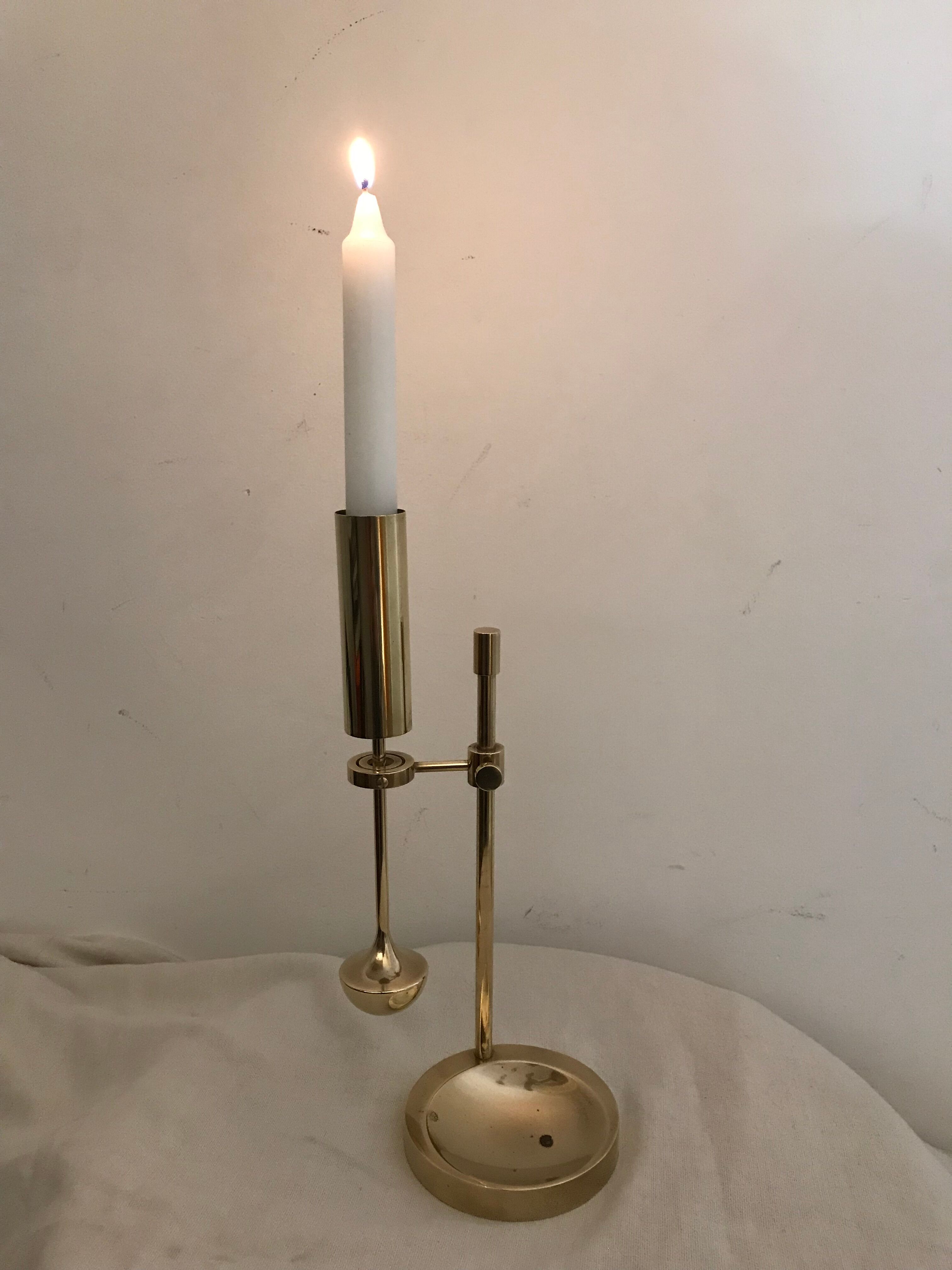 Brass gyroscopic candlestick Ilse Ammonsen Denmark 1950