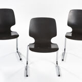 Suite of 3 stackable armchairs model pagholz, flottoto