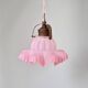 Scalloped pink satin glass pendant/lamp, 1920s-30s