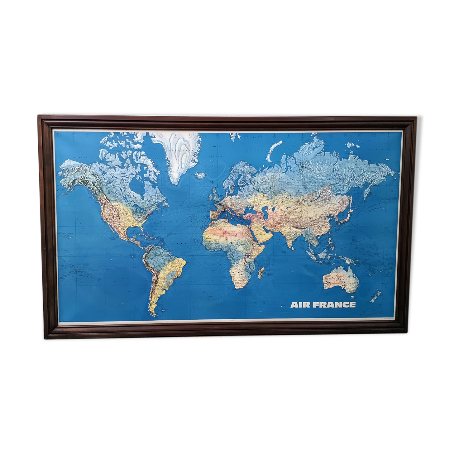 Map of the world Air France vintage Jean Massé 1970