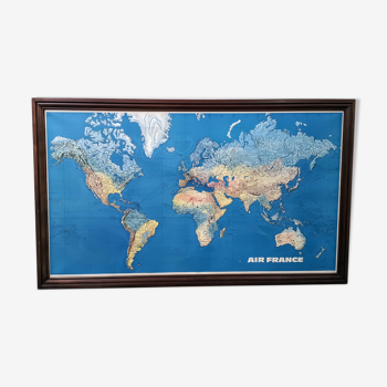 Planisphère carte du monde Air France vintage Jean Massé 1970