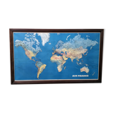Map of the world Air France vintage Jean Massé 1970