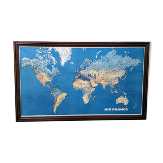 Map of the world Air France vintage Jean Massé 1970