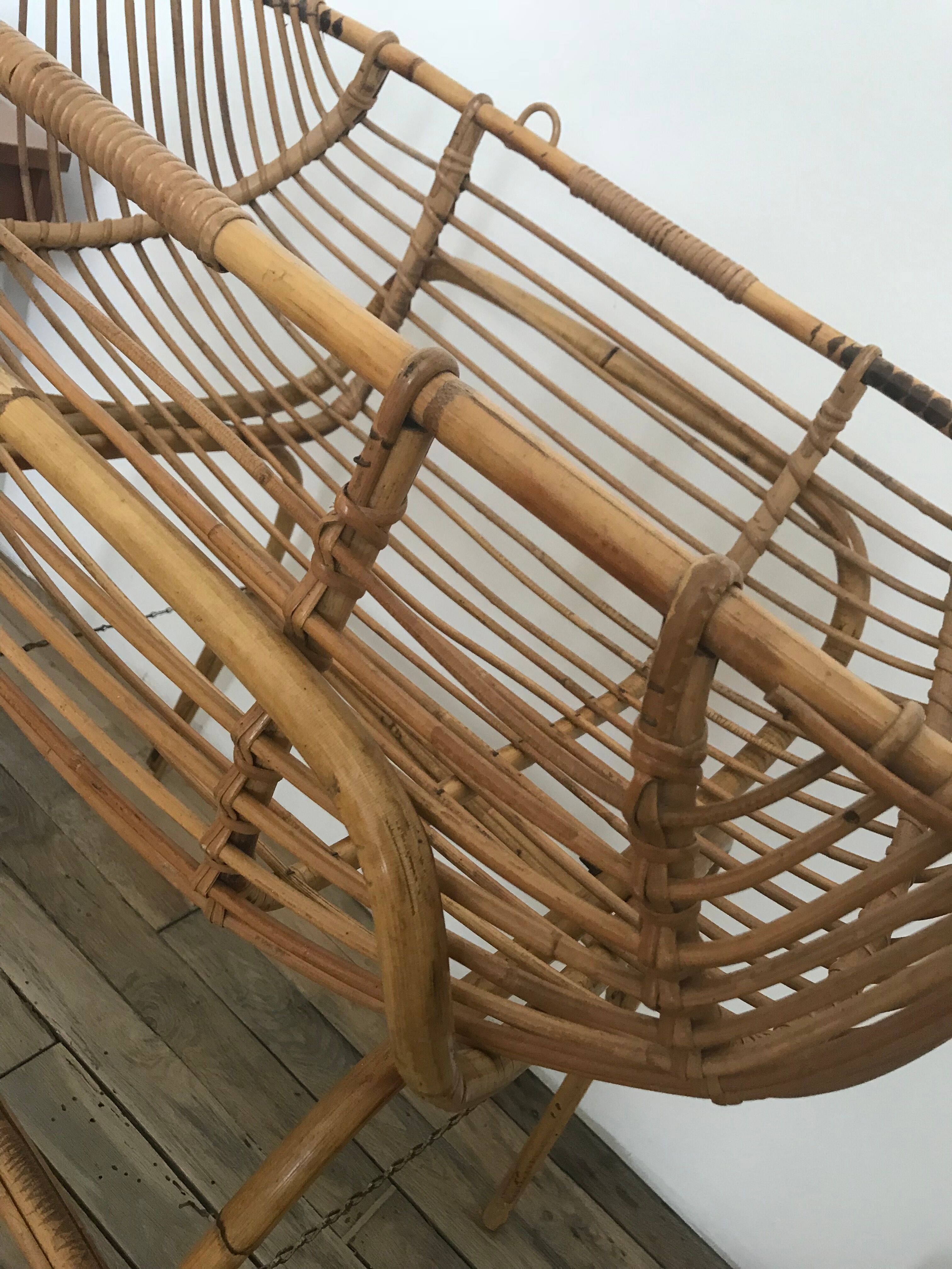 Vintage rattan cradle