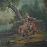 Painted Wooden Trumeau Mirror, Louis XV Style – Late 19th Century