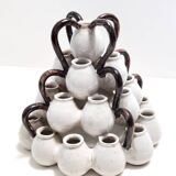 Art Deco / Etruscan Style Vintage Tulip Vase with Glazed Ceramic Amphoras