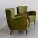 Danish art deco green velvet lounge chairs, 1940s. set of 2