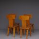 Brutalist elm wood dining chairs 1970s