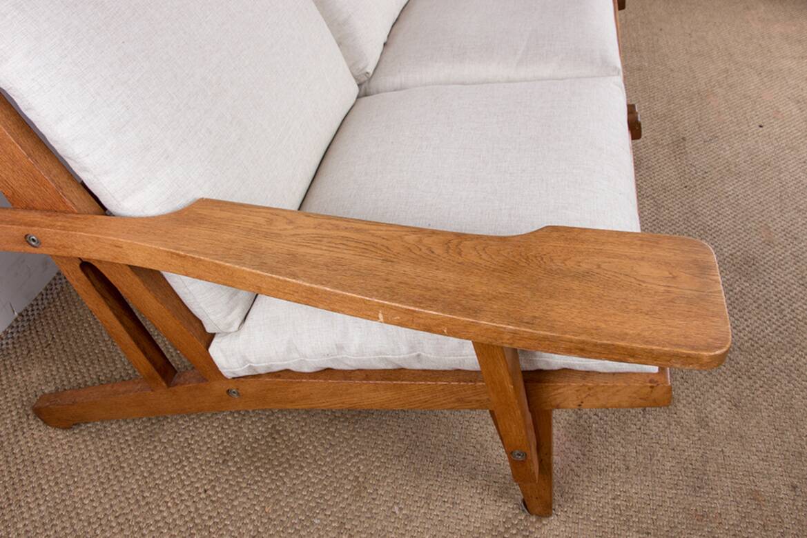 Danish sofa in solid oak and fabric, model GE375 by Hans Wegner 1960.