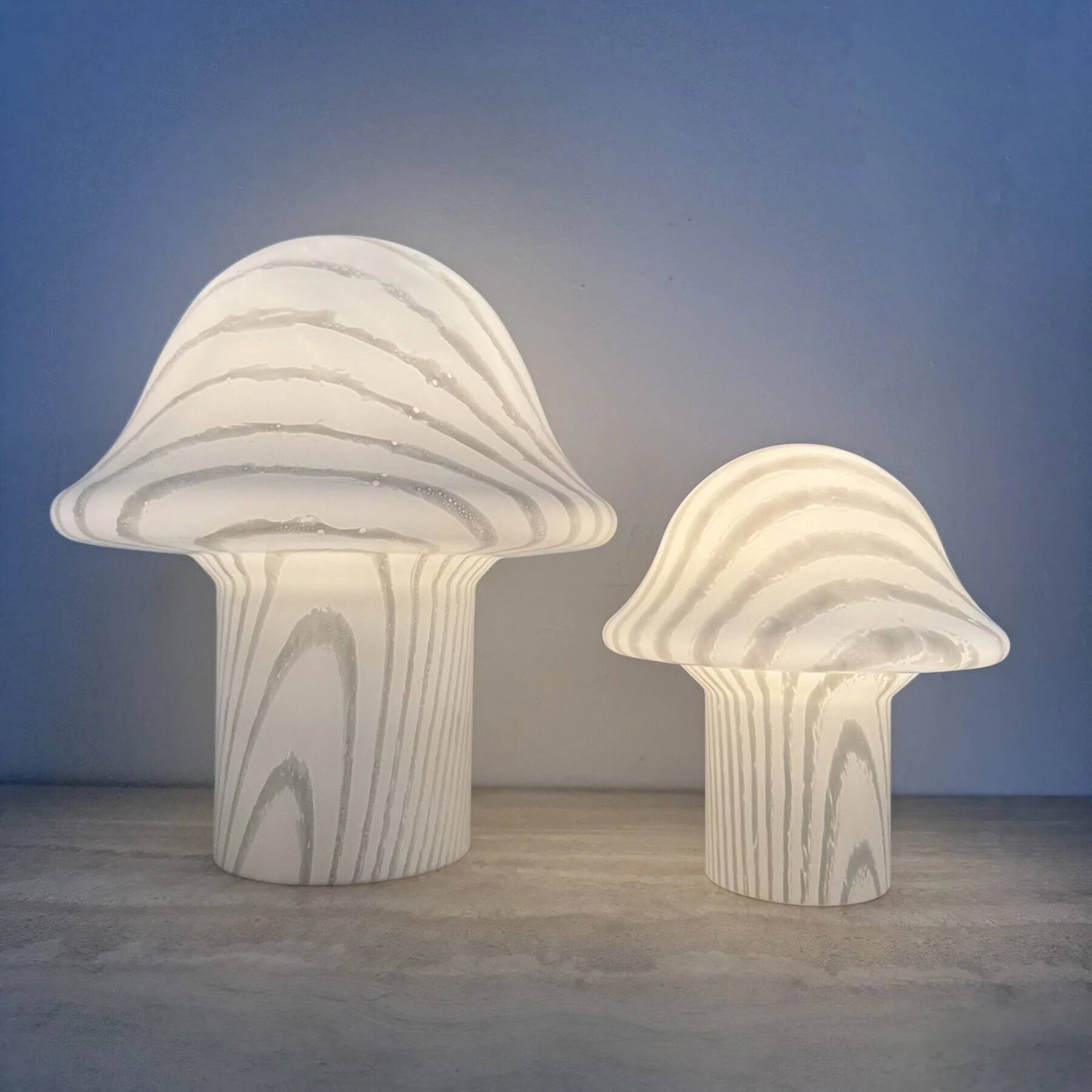 Pair of Peil & Putzer Mushroom Zebra table lamps, 1970s
