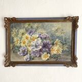 Framed old watercolor flowers M Réginal