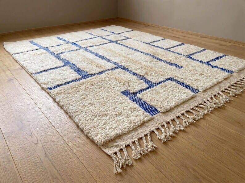 Traditional handmade pure wool Berber rug 2/3 m