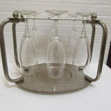 Servant to champagne in chrome and its 6 flutes glass
