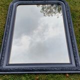 Old mirror Louis Philippe anthracite gray with pricked ice.