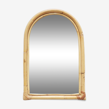 Miroir vintage en bambou et rotin 54cm x 36cm