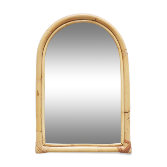 Miroir vintage en bambou et rotin 54cm x 36cm