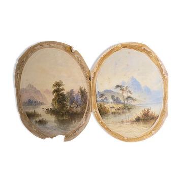 Watercolor paintings "Lucustrene Landscape" Edwin Earp (1851-1945)