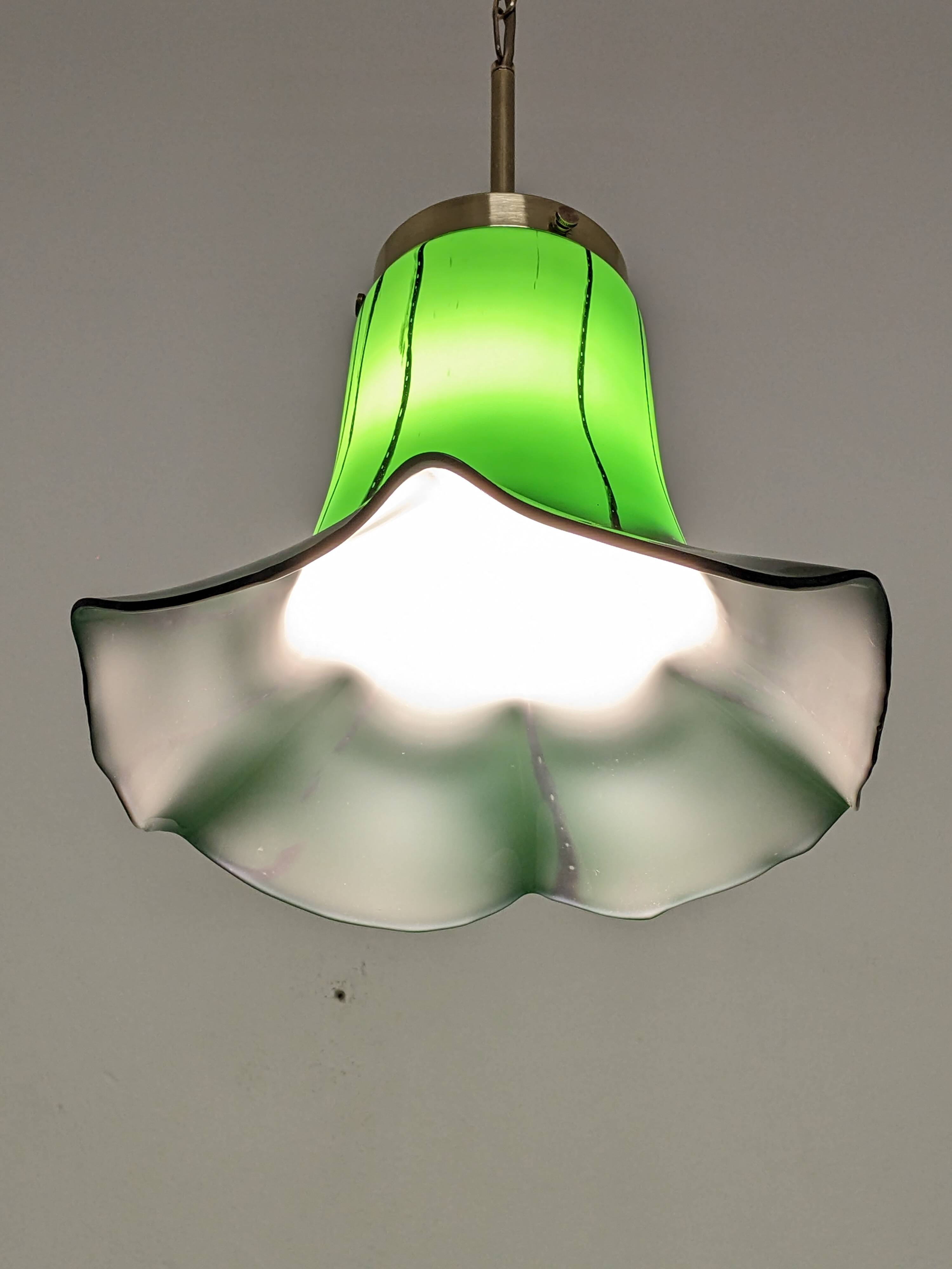 Art Nouveau style Murano glass pendant light, Italy circa 1950