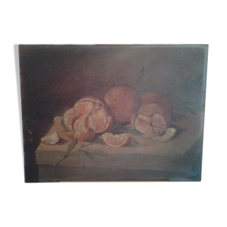 Table oil on canvas dead nature to the oranges 19th