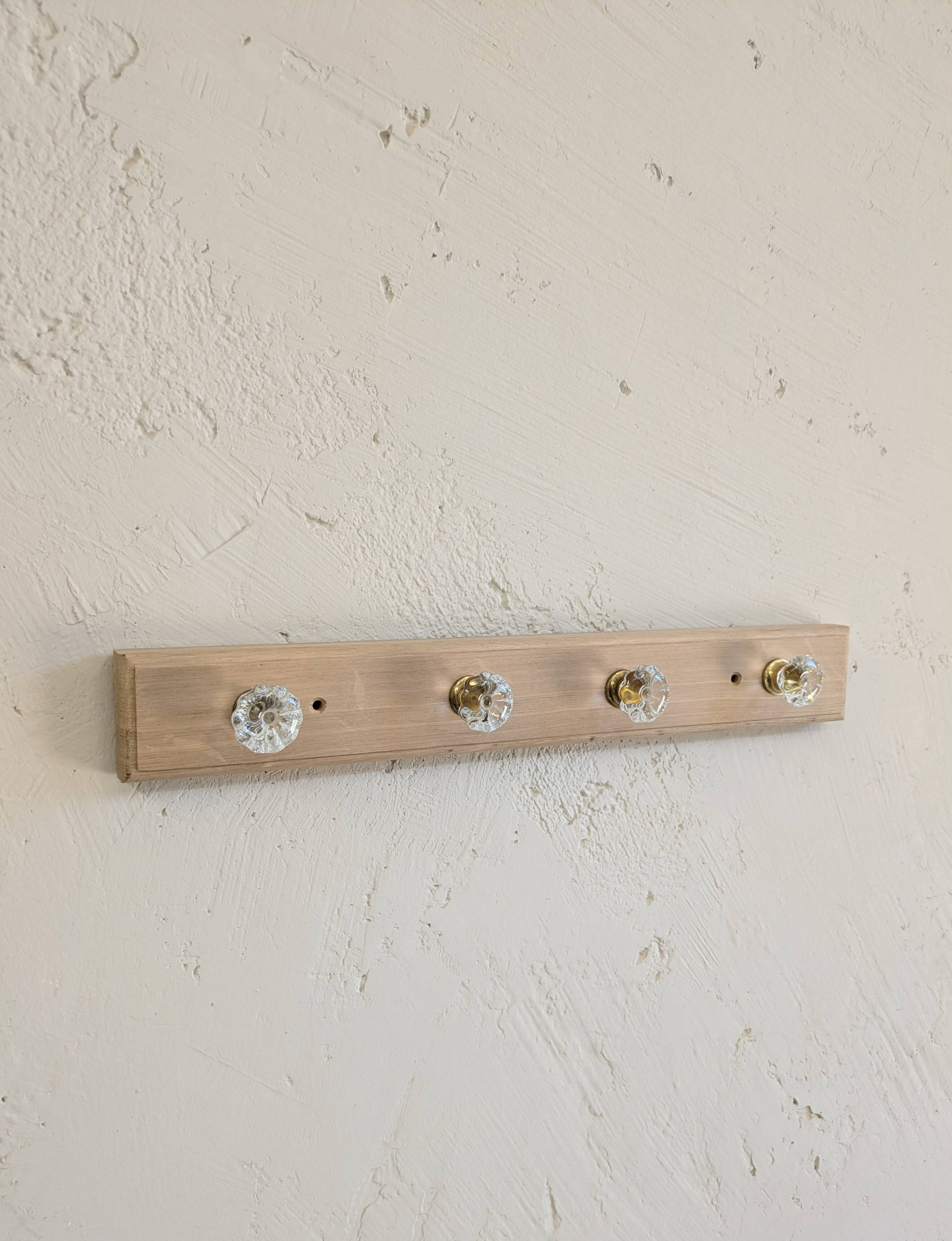 Vintage coat rack / hooks solid oak cottage style