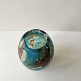 Polychrome blown glass ovoid vase signed Mdina - Circa 1960