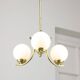 Mid-Century Italian Brass and Opaline Chandelier