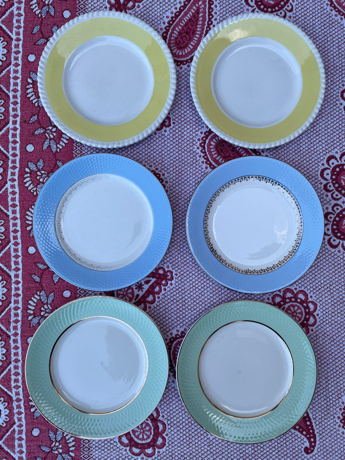 Vintage mismatched plates