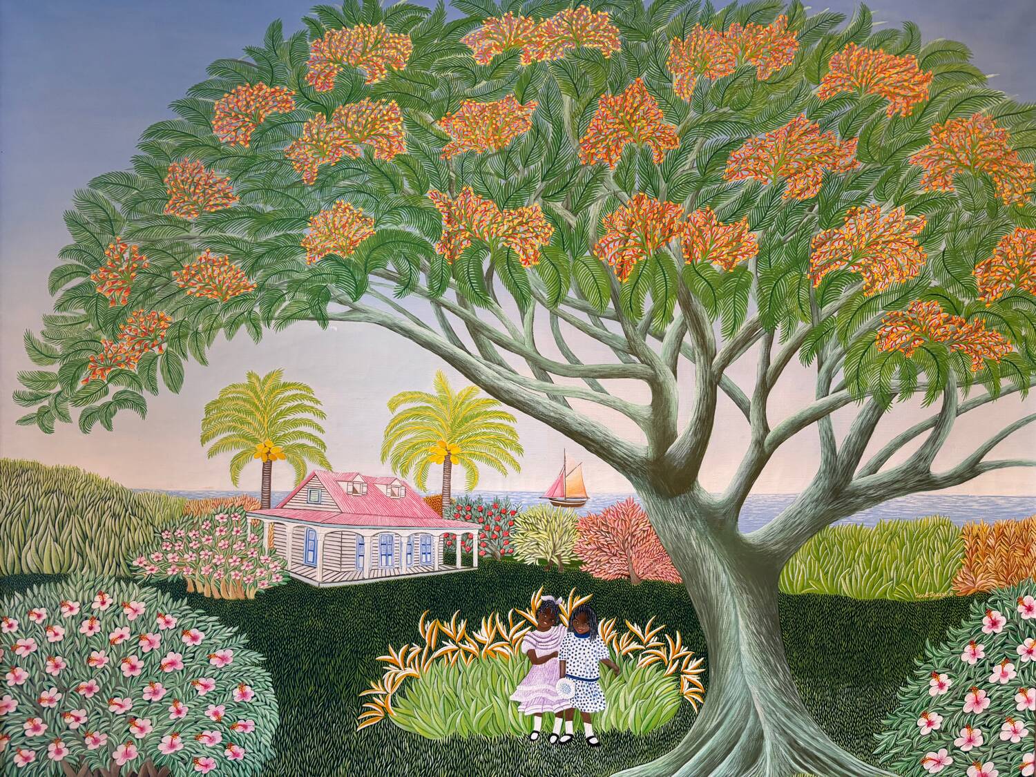 Children in the 20th century school garden