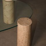 Coffee table, marble legs, glass top, from the 60s