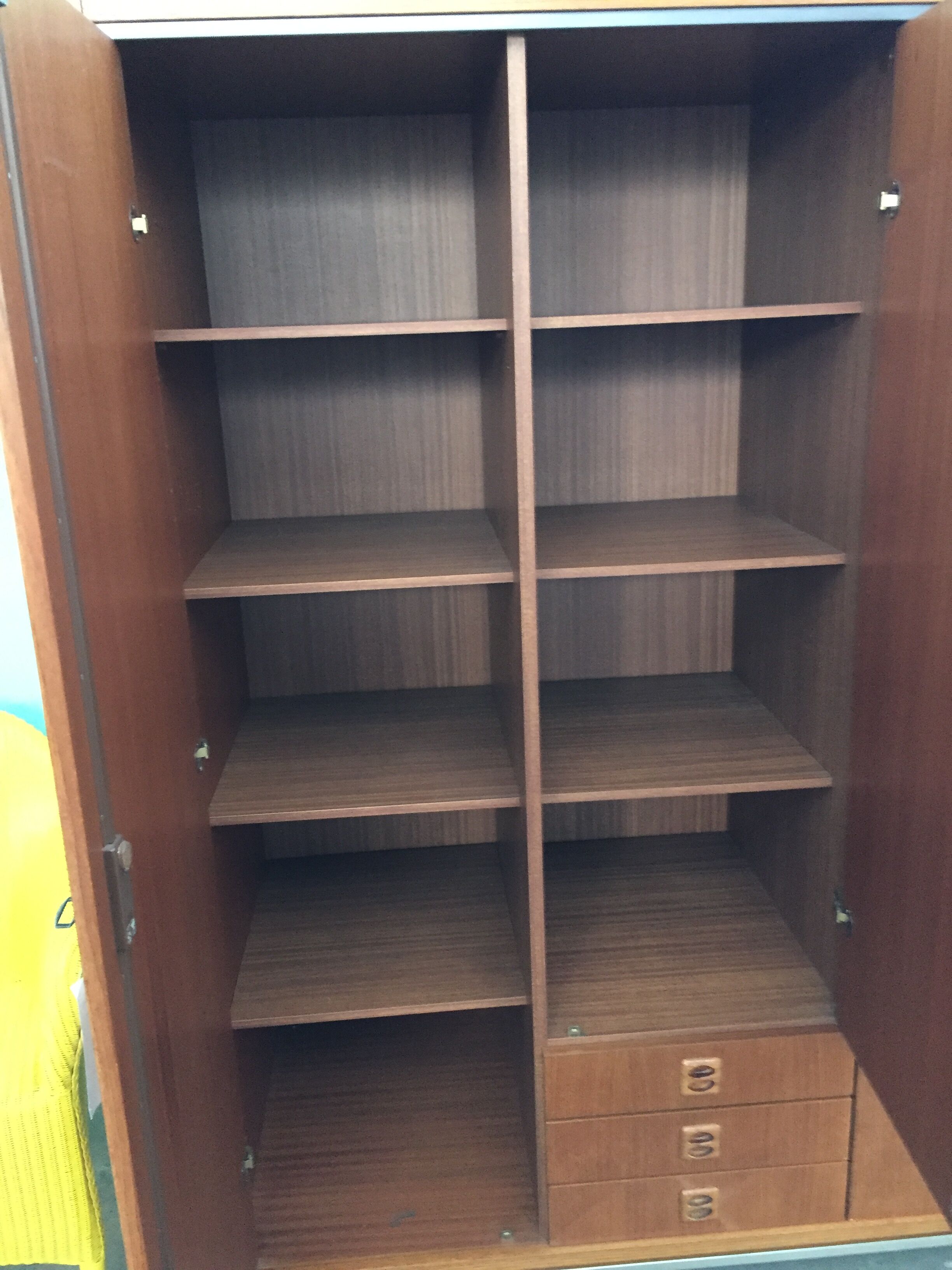 1960 plating chrome legs teak Cabinet