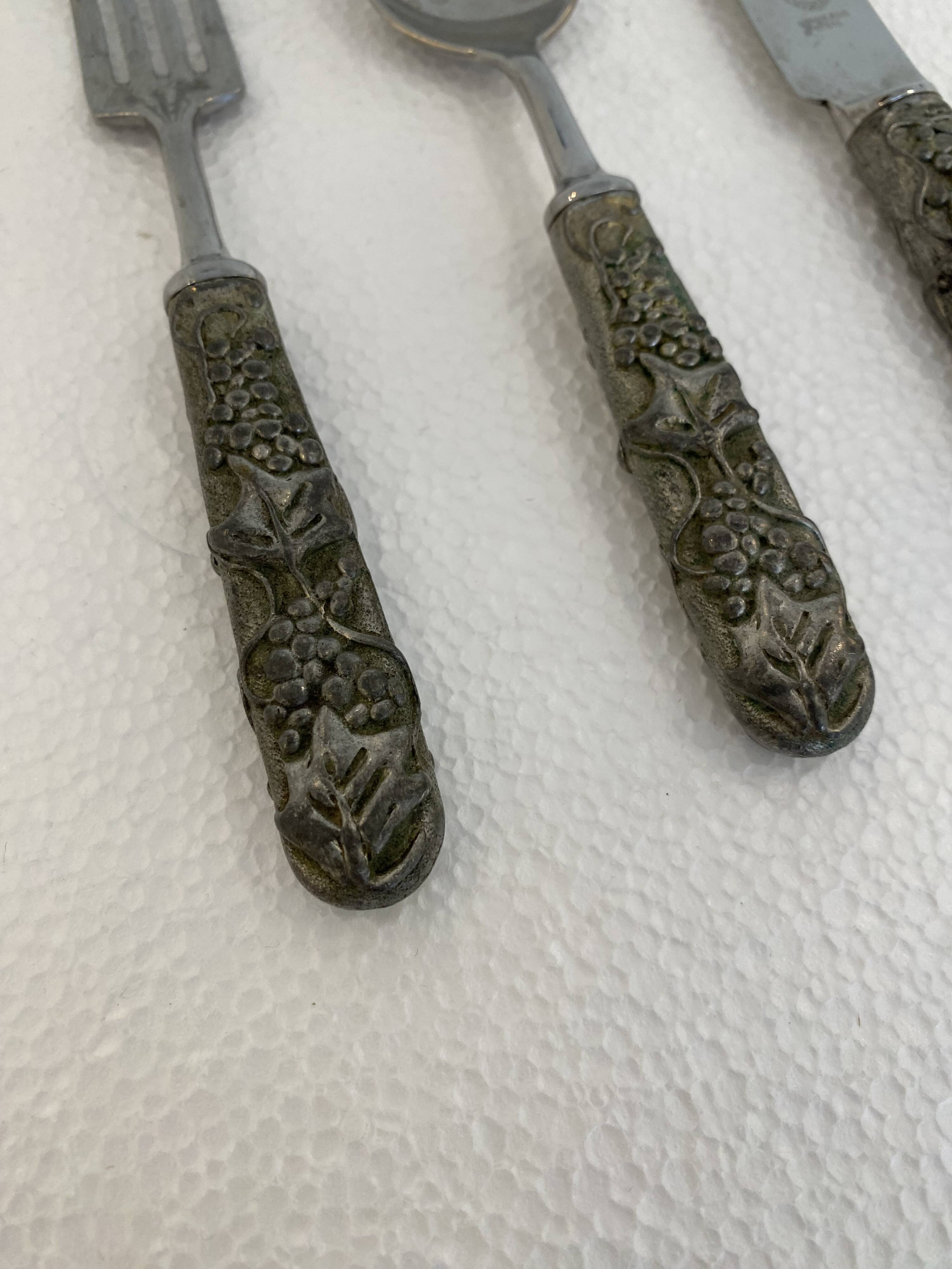 Stainless Steel Set of Knife Fork and Spoon Edwin Blyde & Co, 1950s