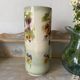 Large tubular vase in Choisy-le-Roi earthenware, decorated with pansies.