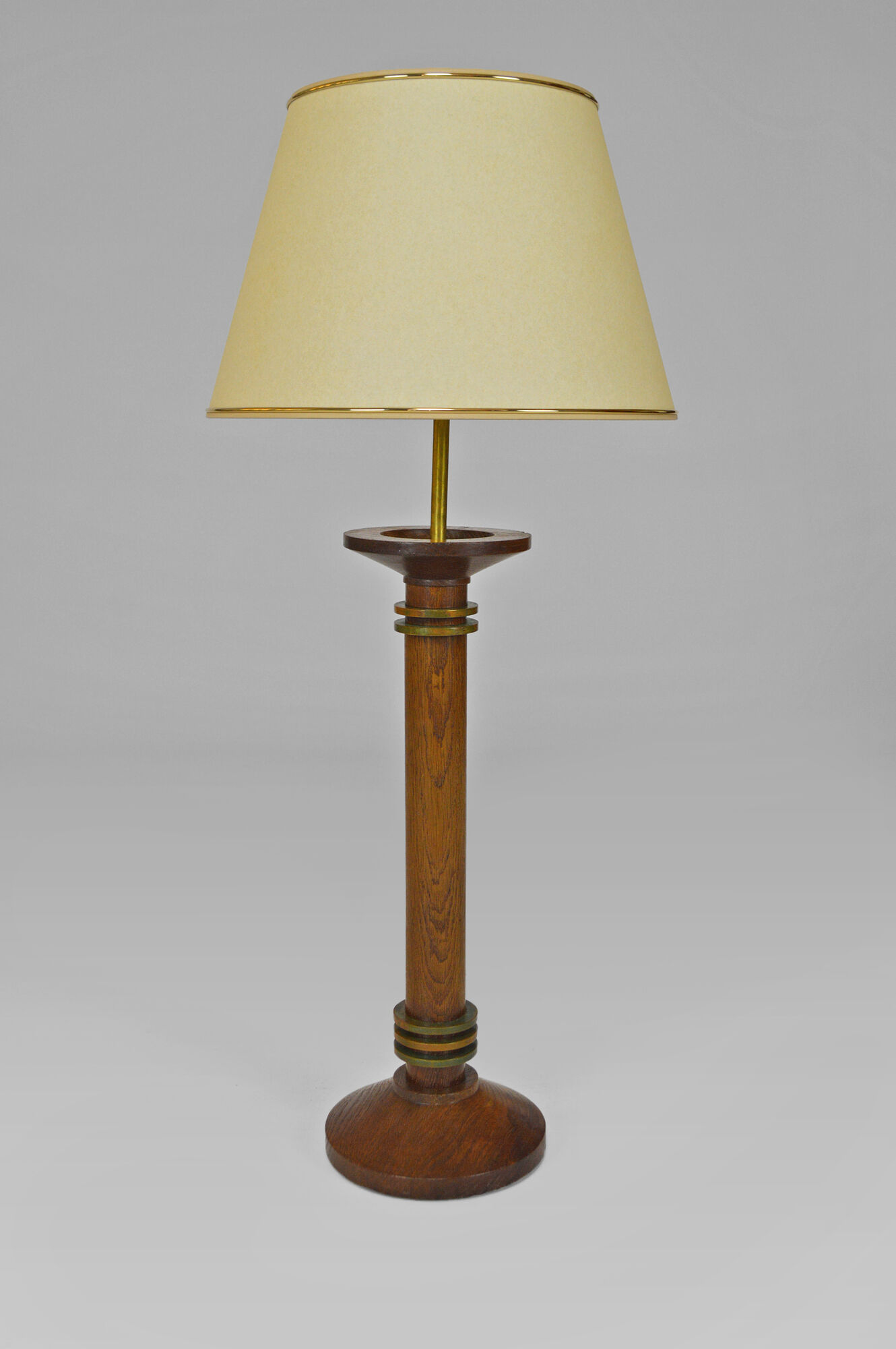 Pair of art deco lamps in wood and patinated bronze around 1930
