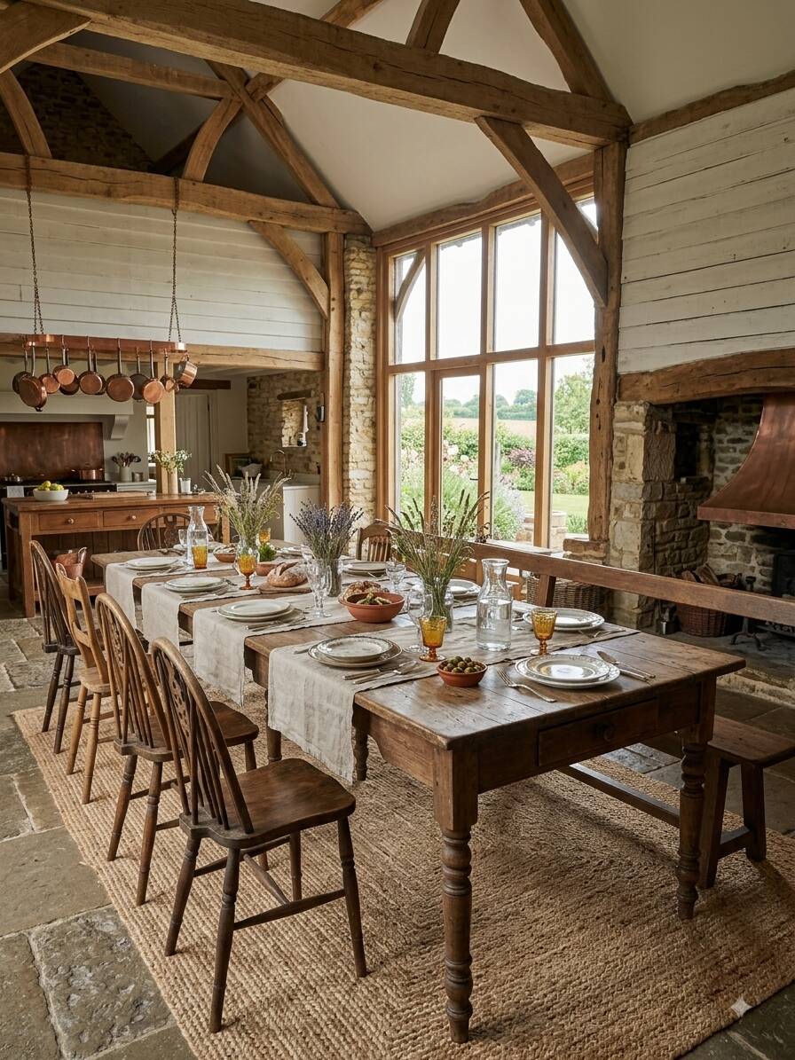 Table de ferme ancienne XXL , 268 × 110cm