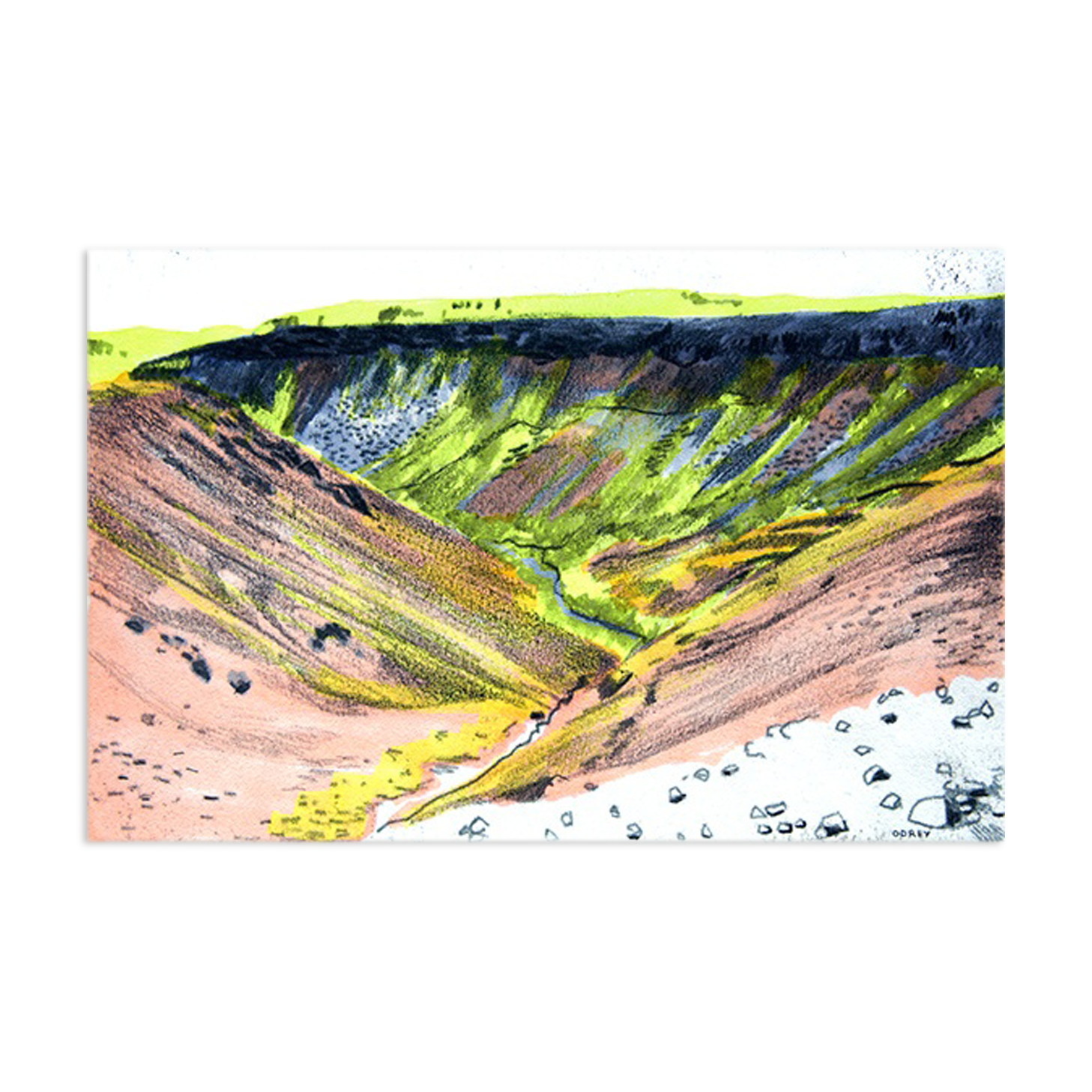 Original monotype back from iceland, illustration