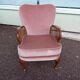 fauteuil bois velours rose cannage - cocktail