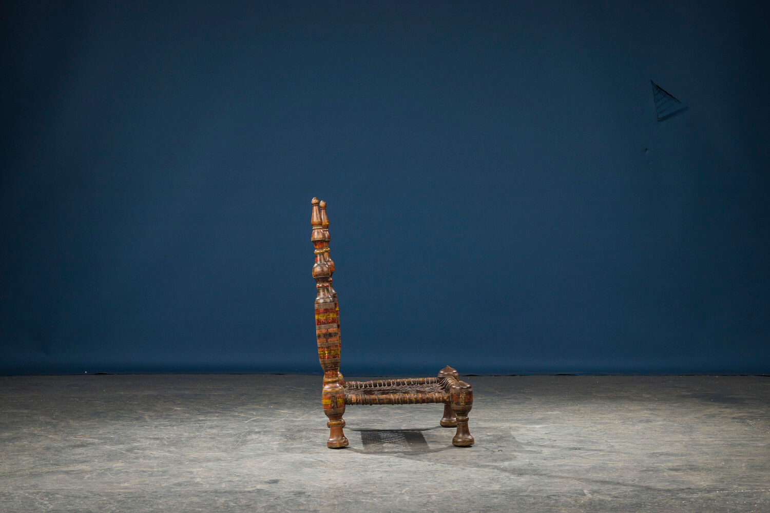 African Carved Wood & Rawhide Side Chair, 19th Century