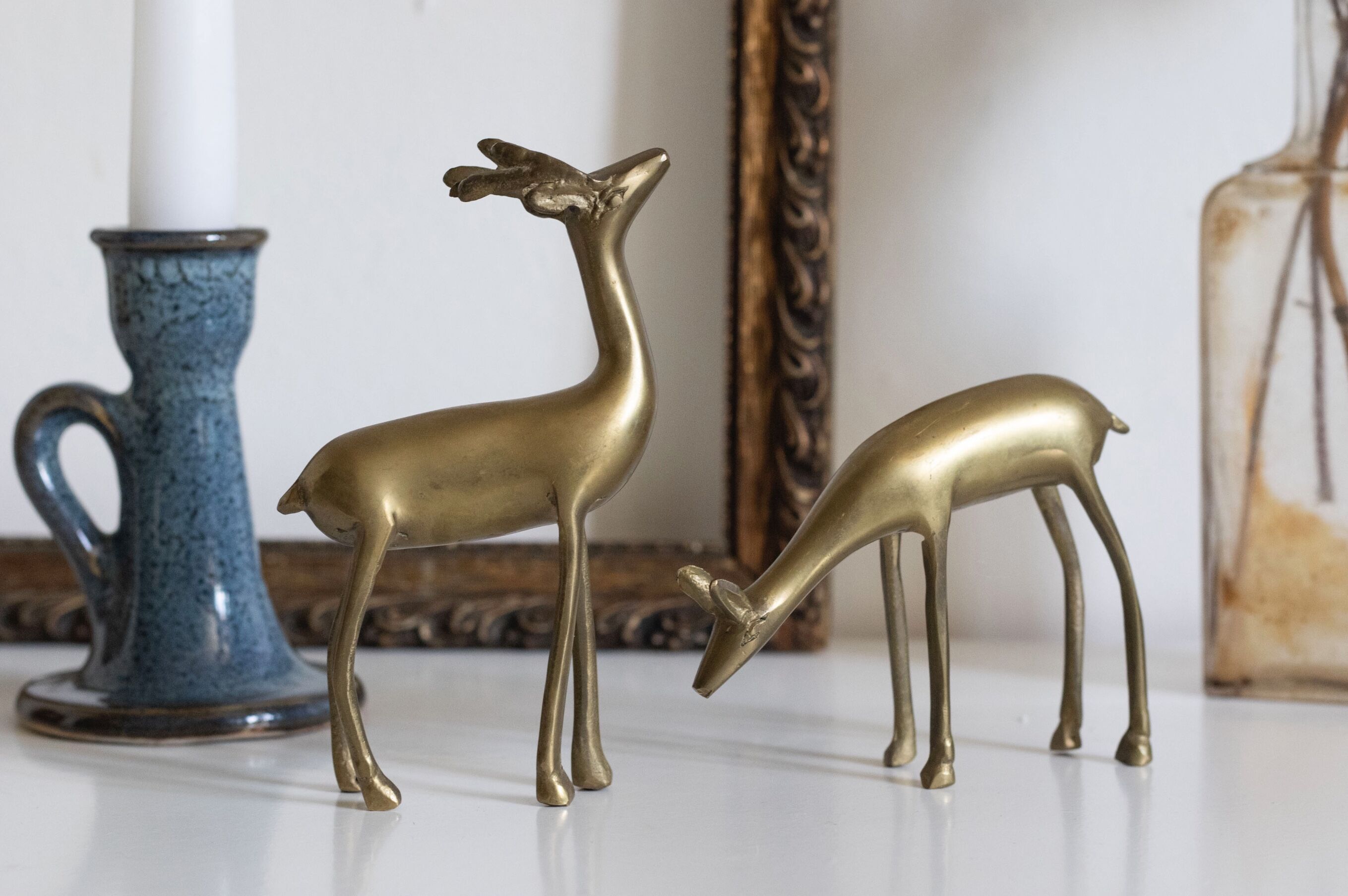 Vintage brass deer and doe