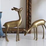 Vintage brass deer and doe