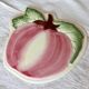Large vintage ceramic trivet with peach motif - Made in Portugal