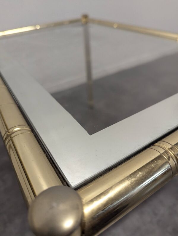 Tables gigognes en métal doré imitant le bambou style Hollywood Regency